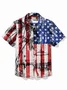 Royaura® Vintage American Flag Men's Hawaiian Shirt Beach Coconut Tree Pocket Camp Shirt Big Tall
