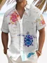 Royaura®Hawaiian Sea Turtle Art Print Men's Button Short Sleeve Shirt
