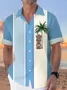 Royaura Hawaiian Tiki Coconut Tree Print Men's Button Pocket Short Sleeve Shirt