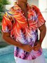 Royaura®Hawaiian Gradient Feather Men's Button Pocket Short Sleeve Shirt