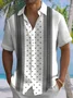 Royaura®Retro Geometric Textured Men's Button Pocket Short Sleeve Shirt