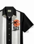 Royaura® Vintage Tiki Coconut Bowling Print Chest Pocket Hawaiian Shirt Plus Size Men's Shirt