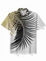 Royaura® Beach Holiday Palm Leaf Lapel Polo Shirt Stretch Breathable Pullover White T-Shirt Big Tall