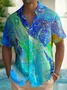 Royaura®Hawaiian Gradient Splash Print Men's Button Pocket Short Sleeve Shirt