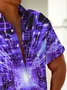 Royaura®Retro Gradient Geometric Print Men's Button Pocket Short Sleeve Shirt