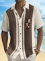 Royaura® Retro Bowling Men's Hawaiian Shirt Tiki Print Pocket Camping Shirt
