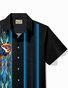 Royaura® Vintage Bowling Pinstripe Toucan Print Chest Pocket Shirt Plus Size Men's Shirt