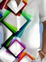 Royaura® 50's Retro Abstract Colorful Geometric Men's Art Shirt Pocket Camp Shirt Big Tall
