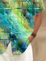 Royaura® 50's Retro Abstract Gradient Geometry Men's Art Shirt Pocket Camp Shirt Big Tall