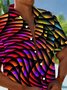 Royaura® 60‘s Abstract Gradient Men's Art Shirt Geometric Rainbow Color Pocket Camp Shirt Big Tall