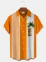 Royaura Hawaiian Tiki Coconut Tree Print Men's Button Pocket Short Sleeve Shirt