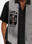 Royaura® 50's Retro  Car Men's Bowling Shirt Art Stretch Pocket Camp Shirt Big Tall