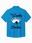 Royaura® Vintage Bowling The Lucky Strikes Print Chest Pocket Shirt Plus Size Men's Shirt