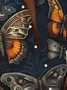 Royaura®Hawaiian Butterfly Print Men's Button Pocket Short Sleeve Shirt