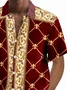 Royaura®Retro Floral Geometric Print Men's Button Pocket Short Sleeve Shirt