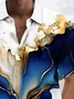 Royaura® Vintage Blue Gold Gorgeous Abstract Texture Print Chest Pocket Shirt Plus Size Men's Shirt