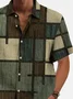 Royaura® 50's Retro Mid-Century Geometric Men's Art Shirt Pocket Stretch Camp Shirt Big Tall