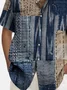 Royaura® 50s Vintage Denim Patch Geometric Men's Art Shirt Pocket Stretch Camping Shirt Big Tall