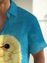 Royaura®Hawaiian Duck Print Men's Button Pocket Short Sleeve Shirt