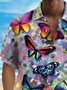 Royaura® Vintage Butterfly Print Chest Pocket Shirt Plus Size Men's Shirt