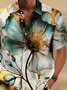 Royaura® 50's Vintage Gilt Floral Men's Art Hawaiian Shirt Stretch Pocket Camp Shirt Big Tall