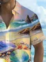 Royaura®Hawaiian Beach Shell Print Men's Button Pocket Short Sleeve Shirt
