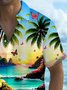 Royaura®Hawaiian Floral Coconut Tree Butterfly Beach Men's Button Pocket Short Sleeve Shirt