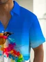 Royaura®Hawaiian Dog Surf Print Men's Button Pocket Short Sleeve Shirt