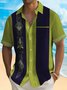 Royaura® 50's Vintage Pinstripe Art Men's Bowling Shirt TIKI Totem Pocket Camp Shirt Big Tall