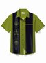 Royaura® 50's Vintage Pinstripe Art Men's Bowling Shirt TIKI Totem Pocket Camp Shirt Big Tall