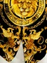 Royaura® Vintage Golden Lion Baroque Print Chest Pocket Shirt Plus Size Men's Shirt