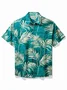 Royaura® Hawaii Plant Leaf Floral Print Men's Button Pocket Short Sleeve Shirt