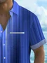 Royaura®Retro Car Pinstriped Bowling Gradient Print Men's Button Pocket Short Sleeve Shirt