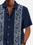 Royaura® 60's Vintage Men's Guayabera Shirt Floral Art Stretch Pocket Camp Shirt Big Tall