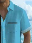 Royaura®Retro Automotive Pinstriped Contrast Print Men's Button Pocket Short Sleeve Shirt