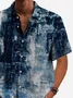 Royaura® 60's Retro Art Textured Men's Shirt Wrinkle Free Seersucker Pocket Camp Art Shirt  Big Tall