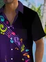 Royaura®Retro Music Note Print Men's Button Pocket Short Sleeve Shirt