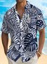 Royaura® Beach Holiday TAPA Geometric Men's Hawaiian Shirt Wrinkle Free Seersucker Stretch Camp Pocket Shirt Big Tall