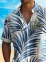 Royaura® Beach Vacation Men's Hawaiian Shirt Tropical Palm Leaf Coconut Tree Wrinkle Free Seersucker Pocket Shirt Big Tall