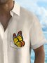 Royaura® Hawaiian Bowling Butterfly Print Men's Button Pocket Short Sleeve Shirt