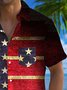 Royaura® Retro Flag Ombre Print Men's Button Pocket Short Sleeve Shirt