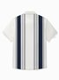 Royaura® 50's Vintage Men's Bowling Shirt Coconut Tree Art Pocket Camp Stripe Shirt Big Tall