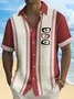 Royaura® Vintage Bowling Geometric Starburst Print Chest Pocket Shirt Plus Size Men's Shirt