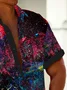 Royaura® Retro Art Creative Gradient Print Men's Button Pocket Short Sleeve Shirt