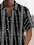 Royaura® Vintage Greek Stripe Print Chest Pocket Shirt Plus Size Men's Shirt