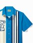 Royaura® Vintage Bowling Geometric Starburst Print Chest Pocket Shirt Plus Size Men's Shirt