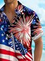 Royaura® American Flag Men's Hawaiian Shirt  Stretch Camp Pocket The Fourth Of July Shirt Big Tall