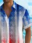 Royaura® American Flag Men's Hawaiian Shirt Gradient Stretch Camp Pocket The Fourth Of July Shirt Big Tall