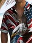 Royaura® Vintage American Flag Men's Hawaiian Shirt Eagle Pocket Camp Shirt Big Tall
