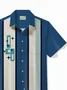 Royaura® 50's Vintage Men's Bowling Shirt Mid-Century Geometric Art Pocket Camp Shirt Big Tall